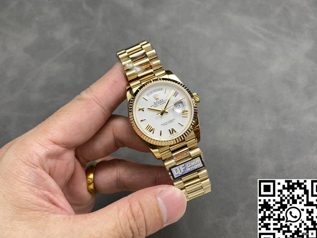 M128238-0113 QF Date Rolex White v5 987 Dial Day Yellow Tungsten Steel Gold Resilient 36mm Factory 0719
